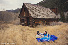 Rustic mountain ranch Indian engagement photo. Rustic mountain ranch Indian engagement photo.