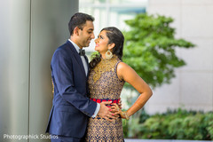 Vibrant indian bride and groom indian bride reception fashion,indian groom suit,outdoor photography