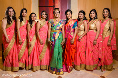Indian bride with bridesmaids indian bride fashion,indian bridesmaids’ fashion,indian bride portrait