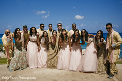 Indian couple with bridesmaids and groomsmen indian groom fashion,indian bride fashion,indian groomsmen fashion,indian bridesmaids’ fashion