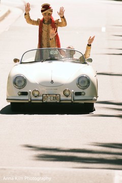 Elegant indian groom on white car Elegant indian groom on white car