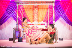 Inspiring sangeet night portrait. sangeet,indian bride,india groom,pre-wedding fashion,jula