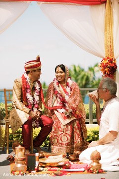 Adorable indian couple on their wedding ceremony Adorable indian couple on their wedding ceremony