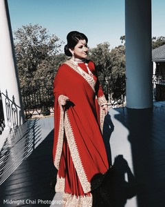 Indian bride crimson crepe back satin lengha. Indian bride crimson crepe back satin lengha.