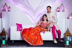Indian bride and groom posing for photo shoot Indian bride and groom posing for photo shoot