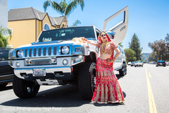 Dazzling indian bride posing with limousine indian bride fashion,indian bride lengha,transportation