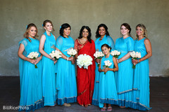 Gorgeous indian bridesmaids in bright blue saris indian bridal party,indian bridesmaids