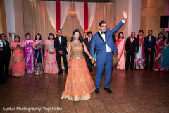 Newlyweds entrance. indian bride and groom,indian wedding reception