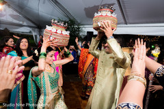Indian bride and groom dancing Indian bride and groom dancing