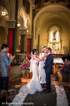 Sweet Hindu and Christian wedding ceremony ritual. indian bride,indian groom,christian wedding ceremony,jaimala