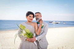 Dreamlike sea side Indian wedding portrait. Dreamlike sea side Indian wedding portrait.