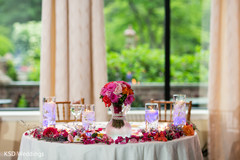 Romantic sweetheart table decor. indian wedding reception,floral and decor,sweetheart table