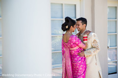 Indian bride and groom first look Indian bride and groom first look