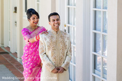 Charming indian bride and groom first look Charming indian bride and groom first look