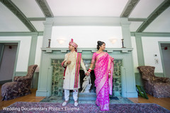 Adorable indian bride and groom holding hands Adorable indian bride and groom holding hands