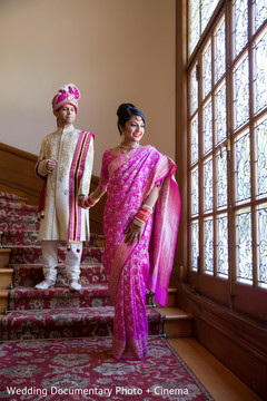 Indian bride and groom looking out the window Indian bride and groom looking out the window