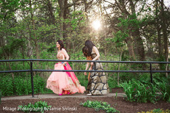 Indian bride with bridesmaids pre- wedding celebrations,indian bride fashion,indian bridesmaids’ fashion