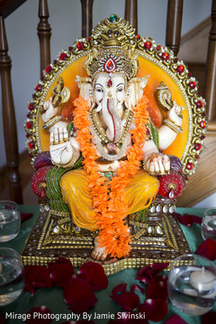 Ganesh statue decor pre- wedding celebrations,mehndi party decoration