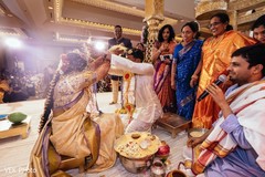 Indian bride and groom during telugu ritual Indian bride and groom during telugu ritual