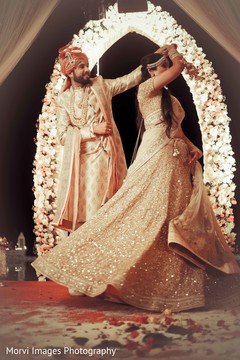 Graceful indian bride and groom during wedding ceremony Graceful indian bride and groom during wedding ceremony