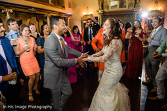 Sweet Indian newlyweds dancing. dj,indian fusion wedding,indian wedding reception