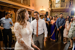 Lovely Indian couple enjoying their wedding reception. dj,india fusion wedding,indian wedding photography
