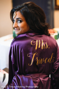 Personalized bride robe. indian bride,bridal robe,hair and makeup