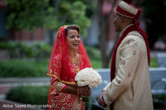 Heart melting first look capture indian groom fashion,indian bride fashion,outdoor photography,first look photography,indian bridal bouquet