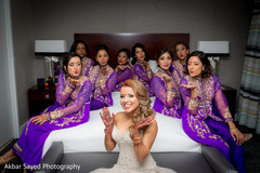 Elegant indian bride posing with bridesmaids indian bride fashion,indian bride getting ready,indian bridesmaids’ fashion