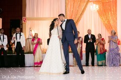 Indian newlyweds first dance indian wedding reception,indian bride fashion,indian groom suit,dj and entertainment