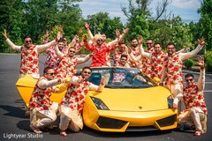Modern Indian wedding baraat. indian wedding,transportation,indian groomsmen,baraat