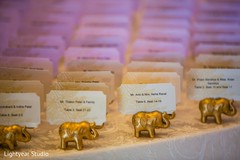 Gorgeous elephant seating card holders. indian wedding reception,floral and decor,planning and design,seating cards