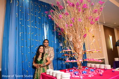 Indian bride and groom's sangeet photo shoot Indian bride and groom's sangeet photo shoot