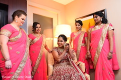 Indian bride getting ready with bridesmaids capture indian bride fashion,indian bride getting ready,bridal jewelry,indian bridesmaids