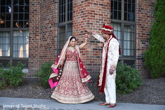 Indian groom admiring bride first look photography,indian bride fashion,indian groom fashion