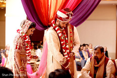 Indian couple at their wedding ceremony. indian wedding ceremony,indian bride and groom,mandap