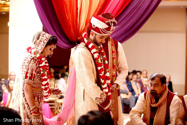 Indian couple at their wedding ceremony.