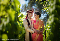 Nature themed indian wedding photo shoot indian bride and groom,outdoor photography,bridal jewelry