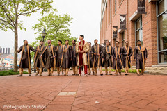 Vibrant indian groom with groomsmen scene Vibrant indian groom with groomsmen scene