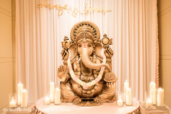 Ganesh altar. indian wedding ceremony,floral and decor