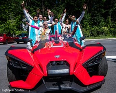 Modern baraat transportation. indian groom,baraat,indian groomsmen,transportation