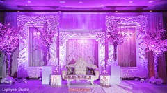 Dreamy sweetheart wedding stage. floral and decor,uplightning,indian wedding reception,reception venue