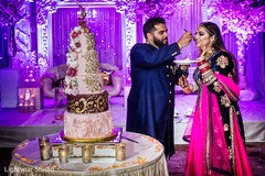 Sweet Indian wedding cake cutting capture. indian wedding reception,wedding cake,indian bride and groom