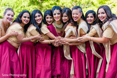 Sweet indian bride with bridesmaids portrait indian bridal party,indian bride fashion,indian bridesmaids’ fashion