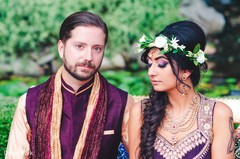 Glamorous Indian couple' portrait. indian bride and groom,pre-wedding fashion,indian wedding photography