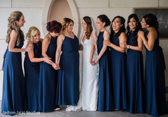 Indian bridesmaids in navy blue. indian wedding photography,white wedding dress,indian bridesmaids
