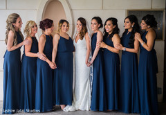 Indian bride and her besties. indian wedding photography,white wedding dress,indian bridesmaids