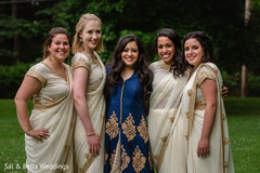 Indian bride with her lovely bridesmaids Indian bride with her lovely bridesmaids