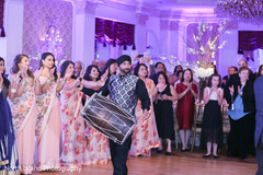 Indian wedding reception scene. indian wedding reception,indian bridesmaids,dhol player