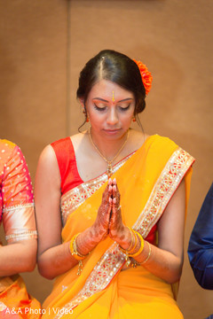 Indian bride during mehndi celebration Indian bride during mehndi celebration